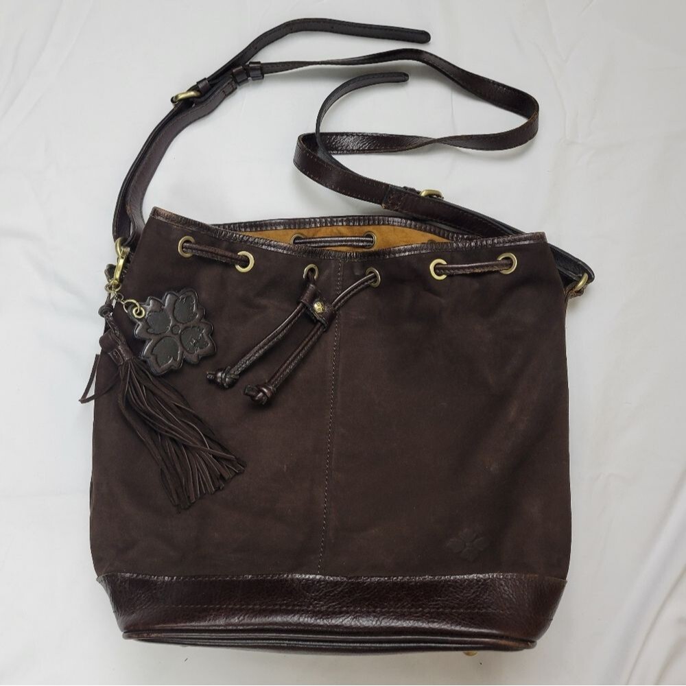 Patricia Nash Chocolate Brown Melrose Drawstring Floret Key Fob Large Bag - Picture 3 of 12